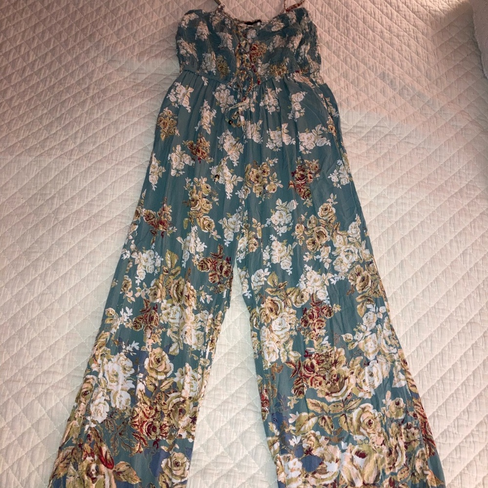 Angie  Floral, strapless/spaghetti strap long jumper